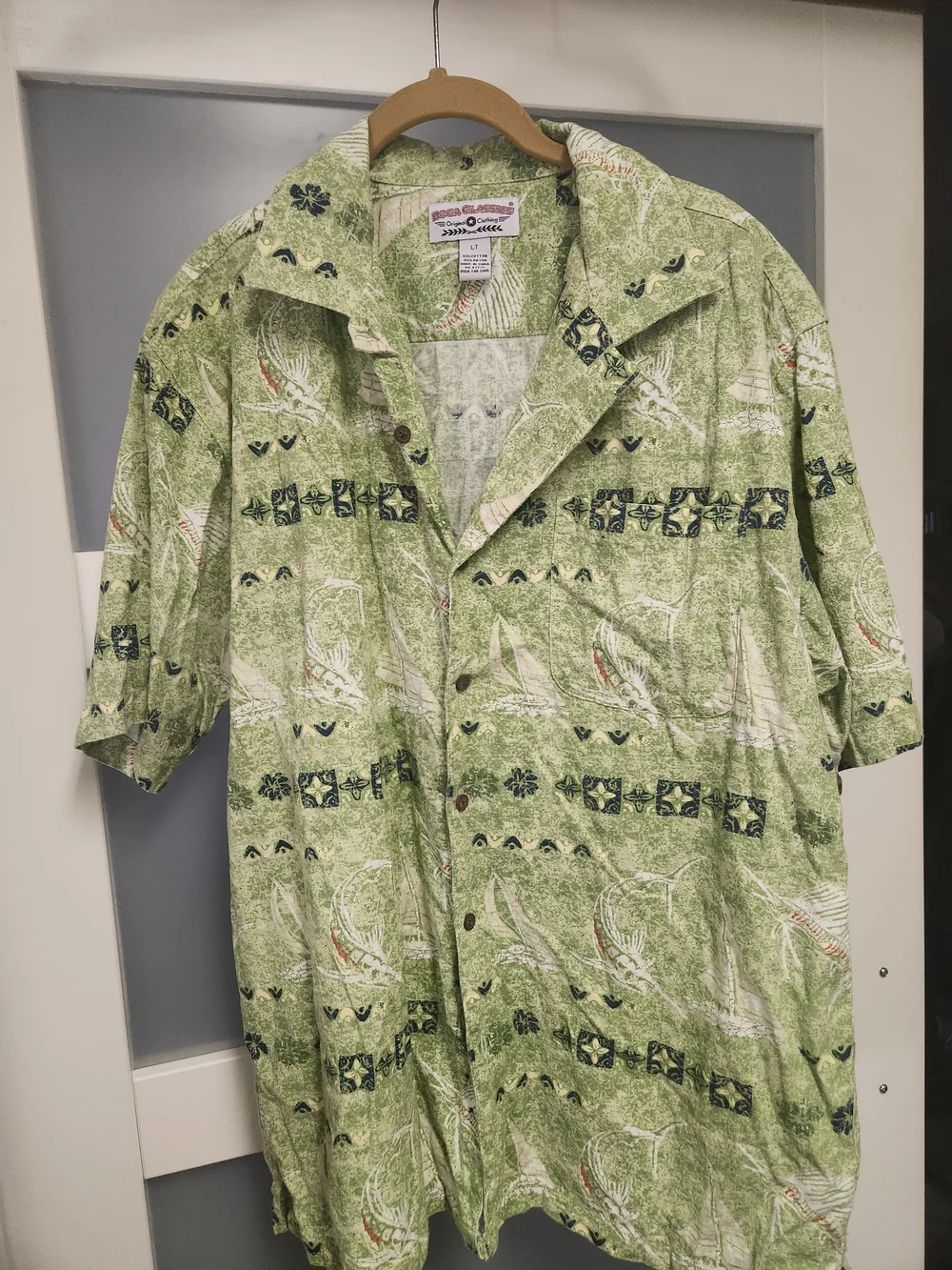 Men's Green Tropical Print Lightweight Shirt Jacket by Royal Creations